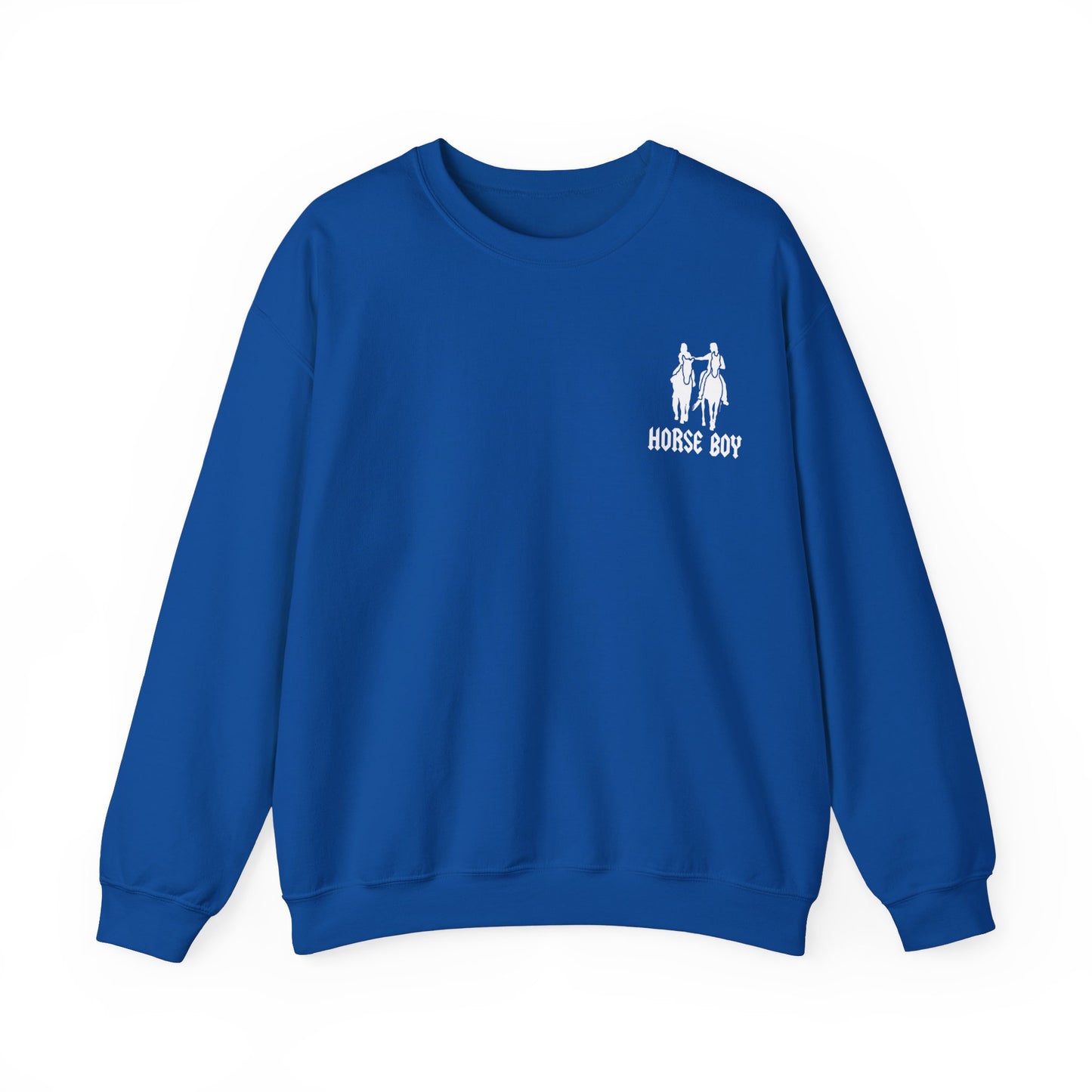Horse Boy Logo Small White - Unisex Heavy Blend™ Crewneck Sweatshirt