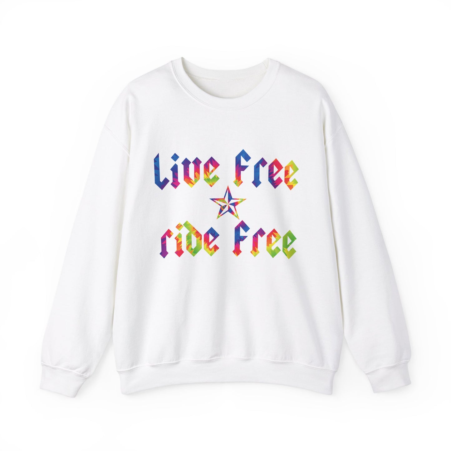 Live Free Ride Free Tie Dye Unisex Heavy Blend™ Crewneck Sweatshirt