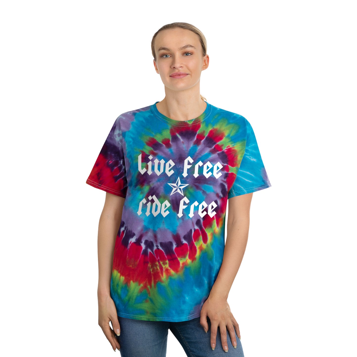 Live Free Ride Free - Tie-Dye Tee, Spiral