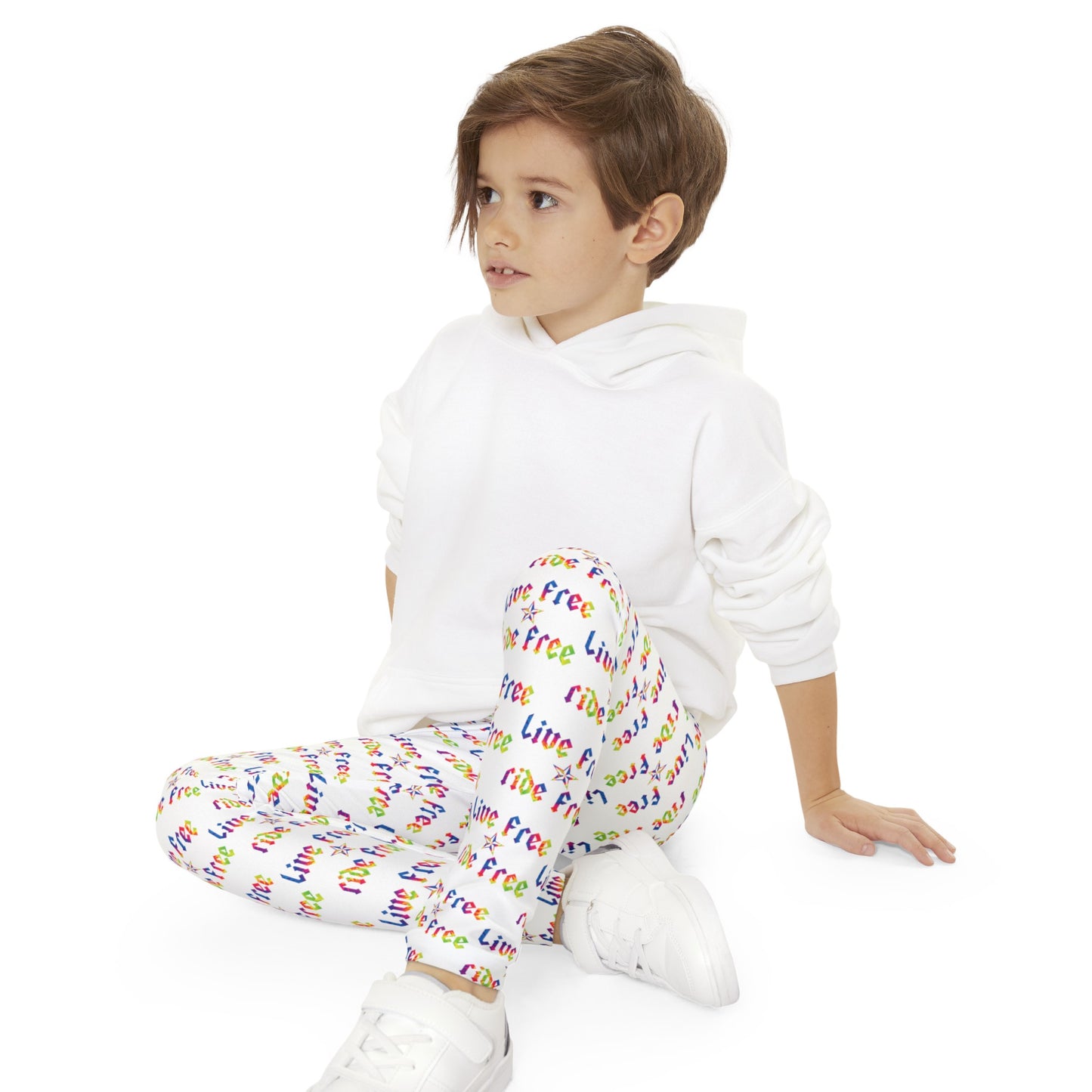 Live Free Ride Free - Tie Dye - Youth Full-Length Leggings (AOP)