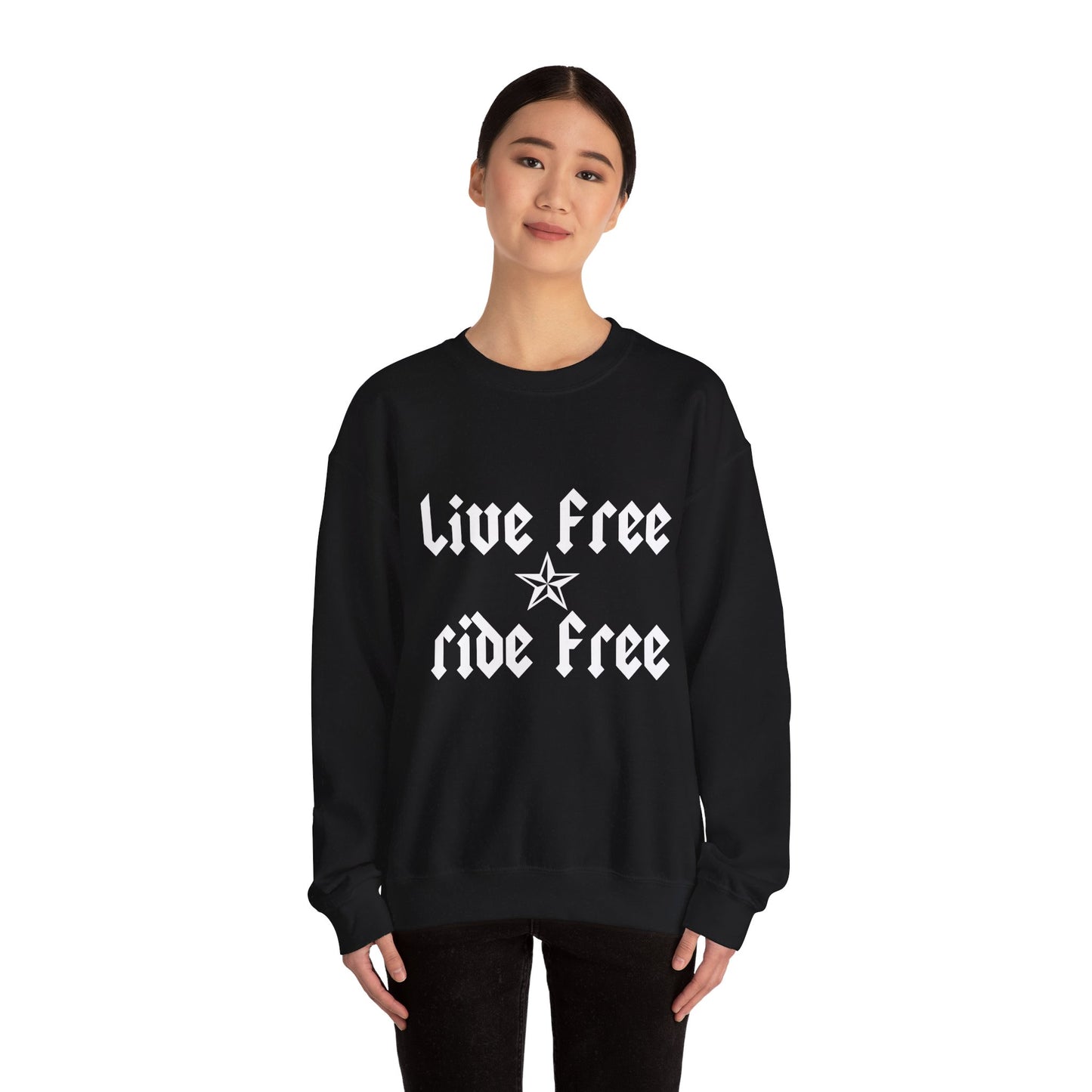 Live Free Ride Free - Light Letters - Unisex Heavy Blend™ Crewneck Sweatshirt