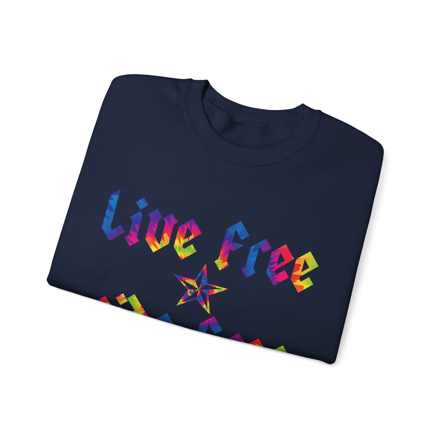 Live Free Ride Free Tie Dye Unisex Heavy Blend™ Crewneck Sweatshirt
