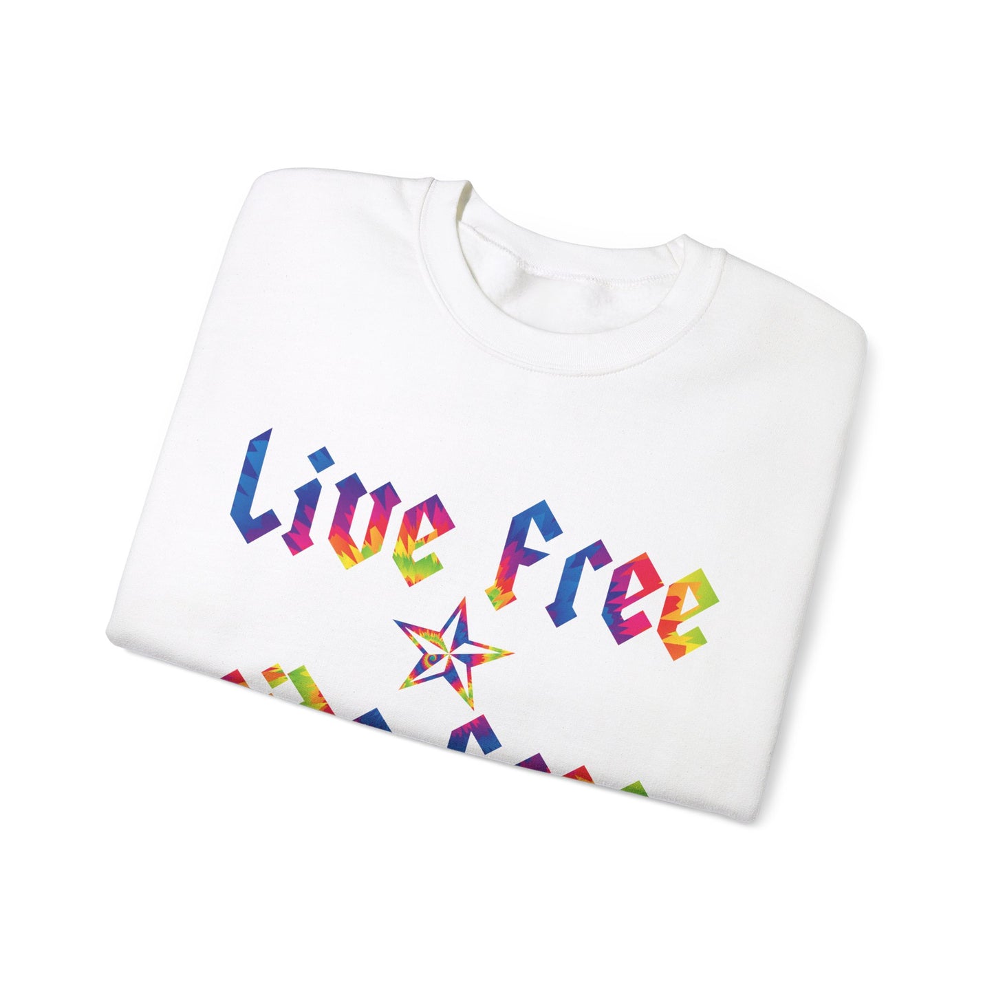 Live Free Ride Free Tie Dye Unisex Heavy Blend™ Crewneck Sweatshirt