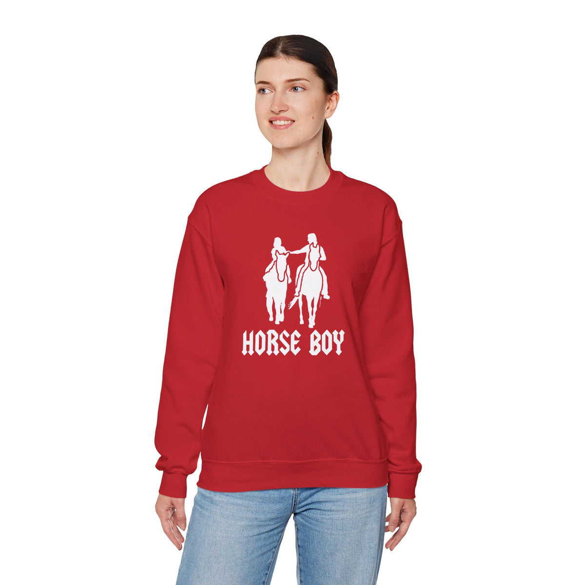 Horse Boy Crewneck Sweatshirt — Live Free, Ride Free on back