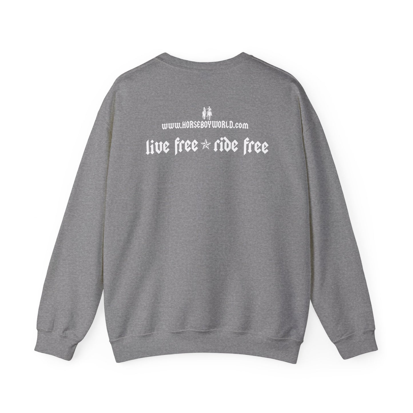 Horse Boy Logo Small White - Unisex Heavy Blend™ Crewneck Sweatshirt