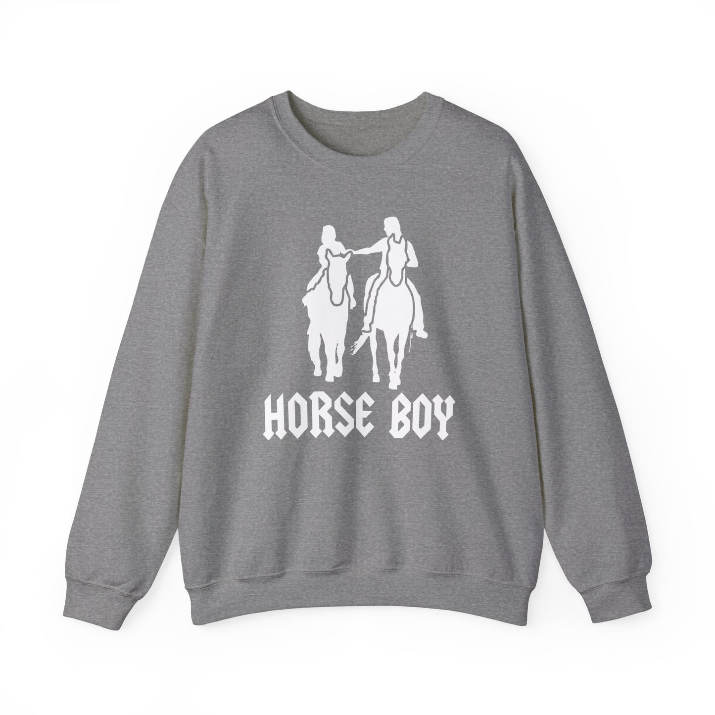 Horse Boy Logo White - Unisex Heavy Blend™ Crewneck Sweatshirt
