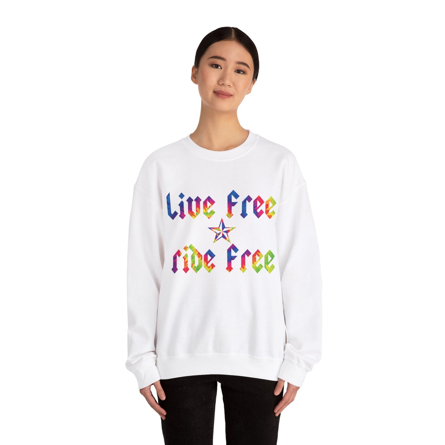 Live Free Ride Free Tie Dye Unisex Heavy Blend™ Crewneck Sweatshirt