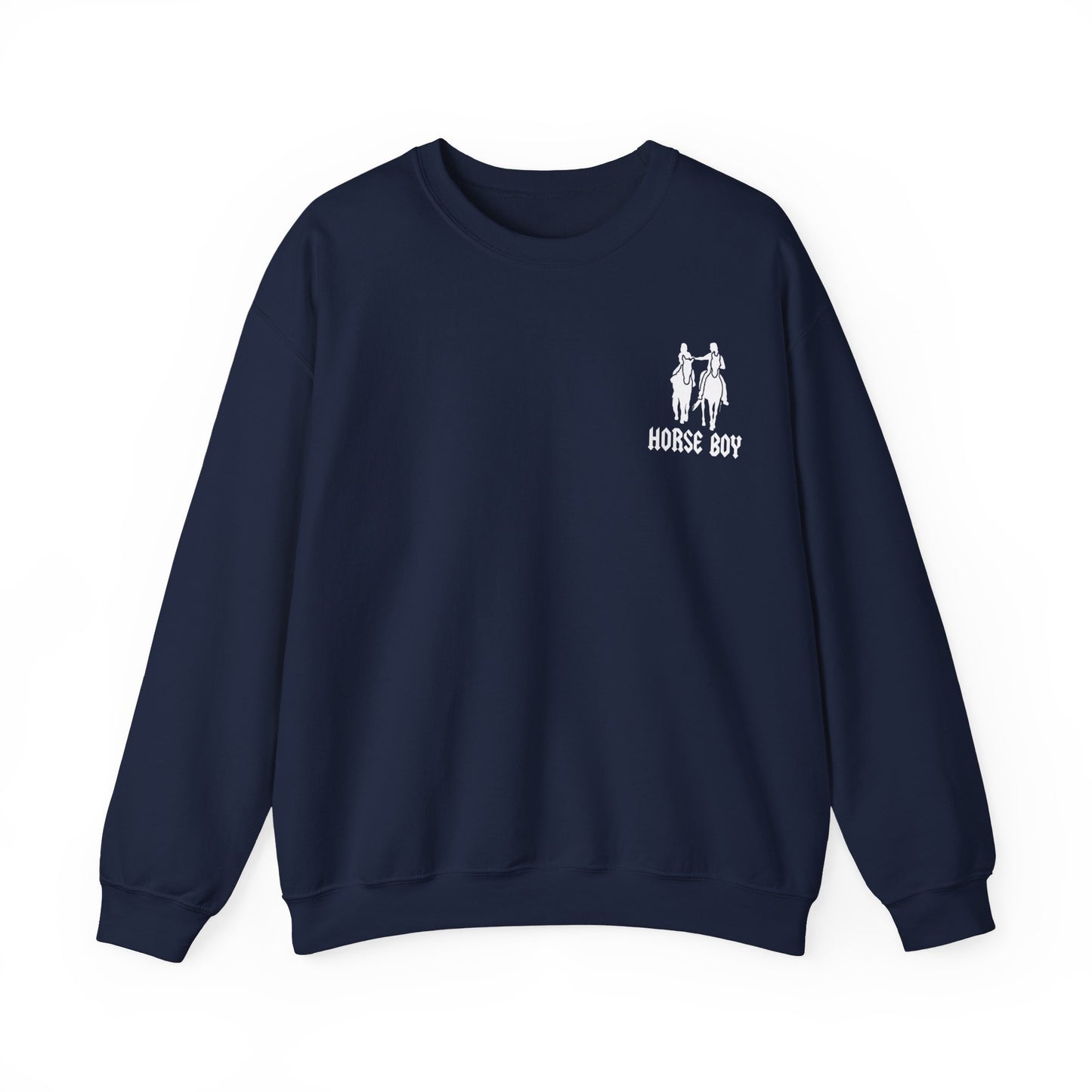 Horse Boy Logo Small White - Unisex Heavy Blend™ Crewneck Sweatshirt