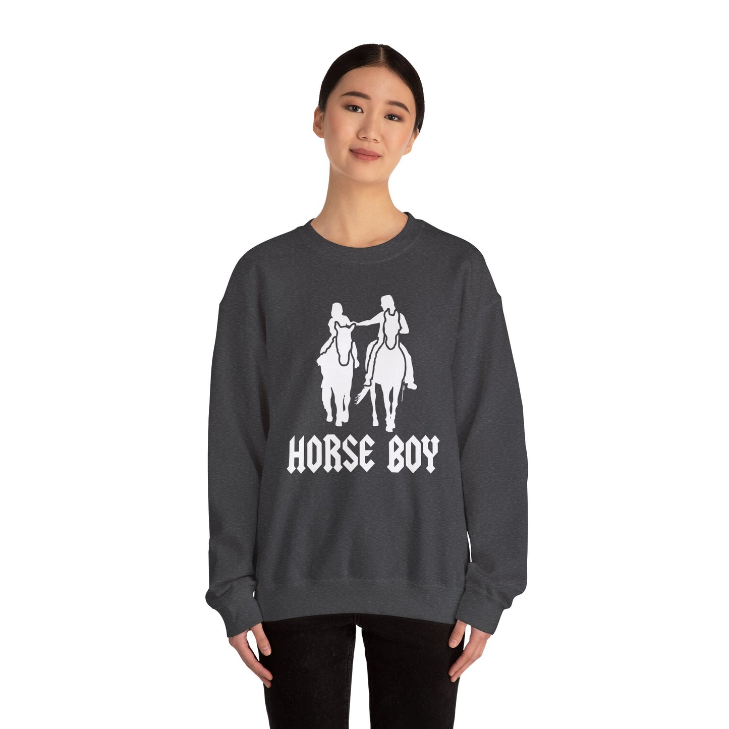Horse Boy Logo White - Unisex Heavy Blend™ Crewneck Sweatshirt