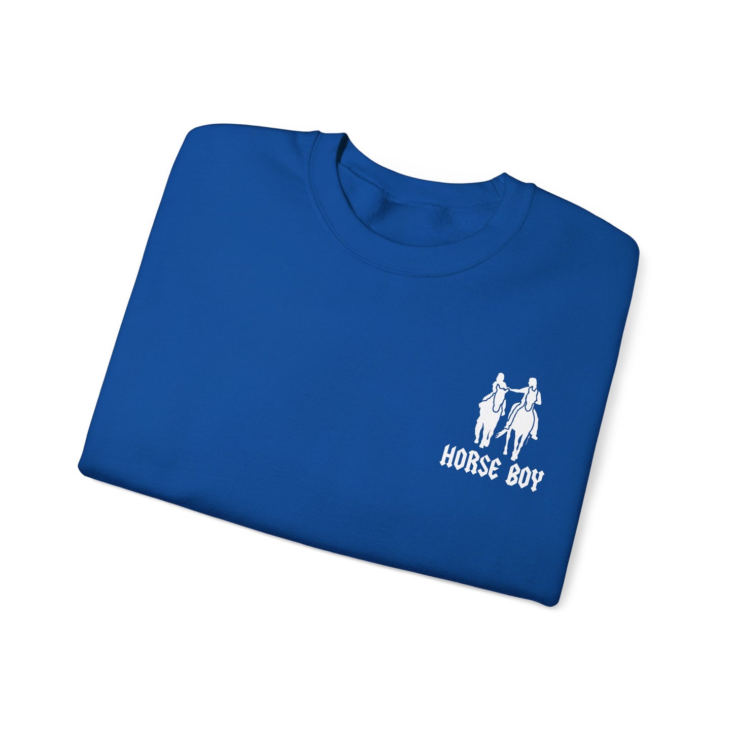 Horse Boy Logo Small White - Unisex Heavy Blend™ Crewneck Sweatshirt