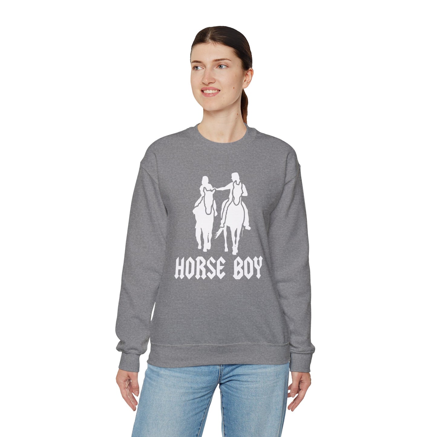 Horse Boy Logo White - Unisex Heavy Blend™ Crewneck Sweatshirt