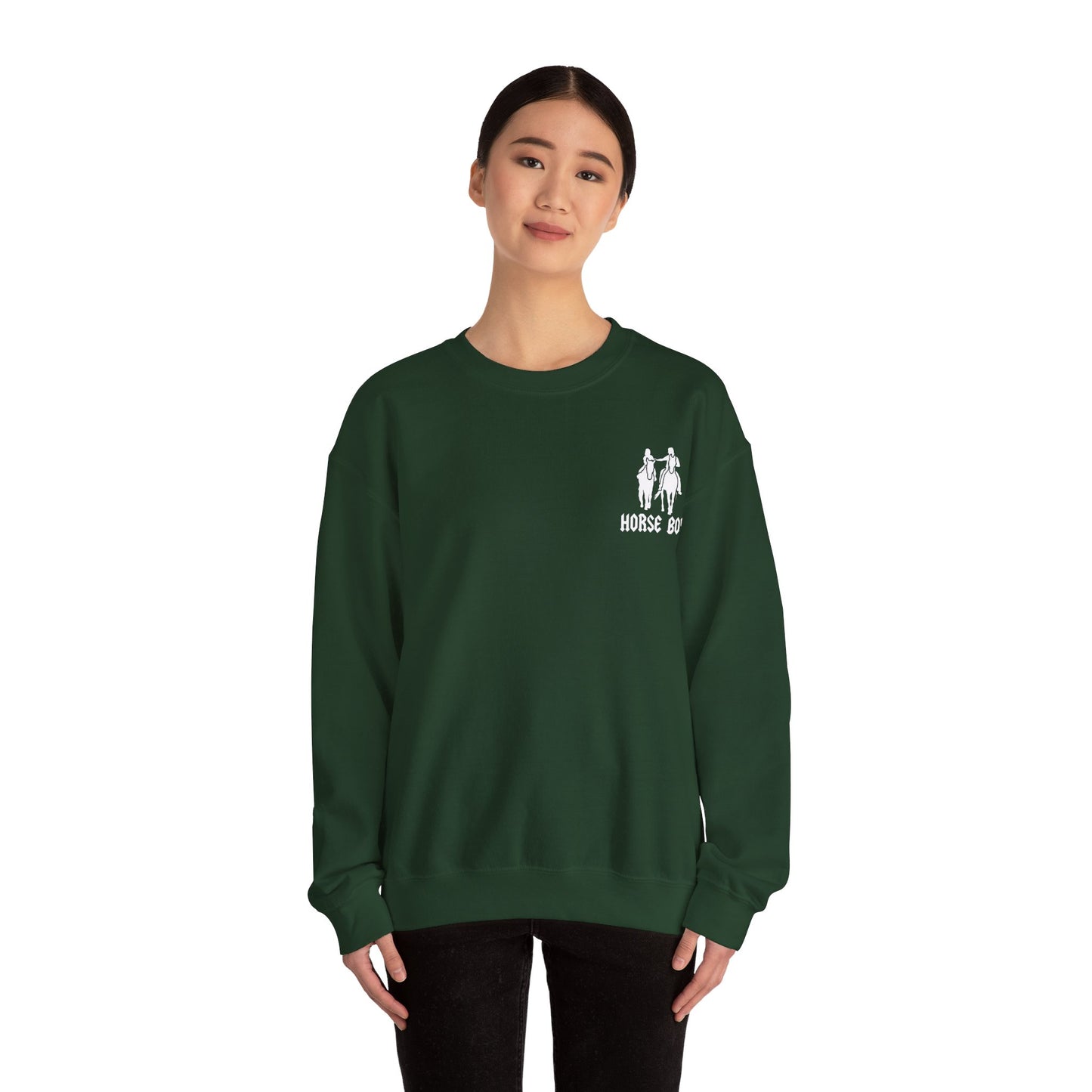 Horse Boy Logo Small White - Unisex Heavy Blend™ Crewneck Sweatshirt