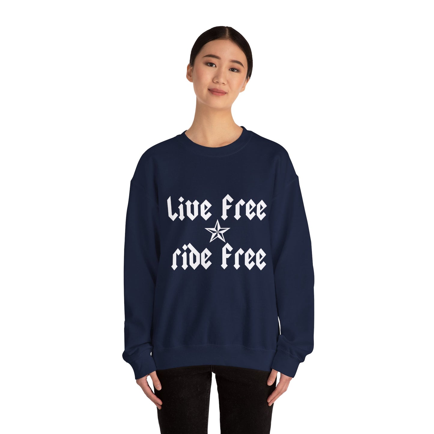Live Free Ride Free - Light Letters - Unisex Heavy Blend™ Crewneck Sweatshirt