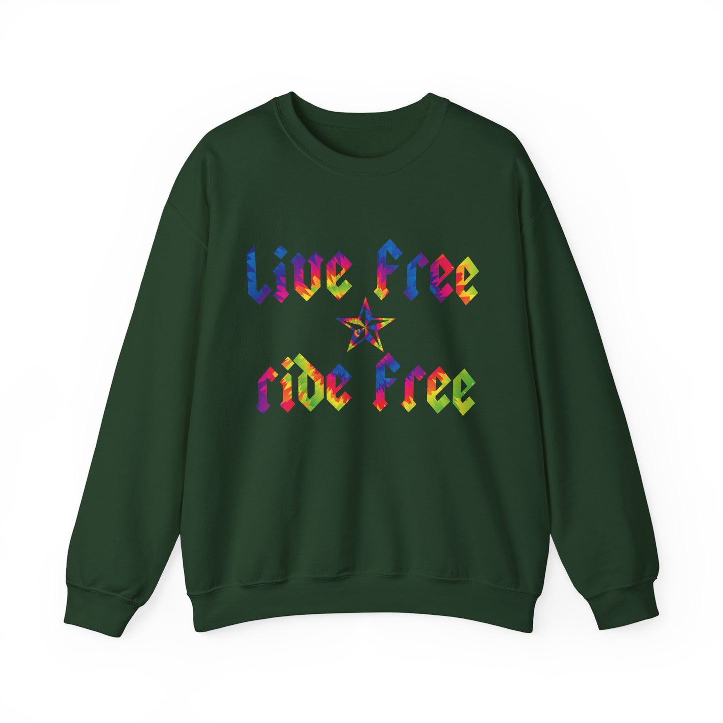 Live Free Ride Free Tie Dye Unisex Heavy Blend™ Crewneck Sweatshirt