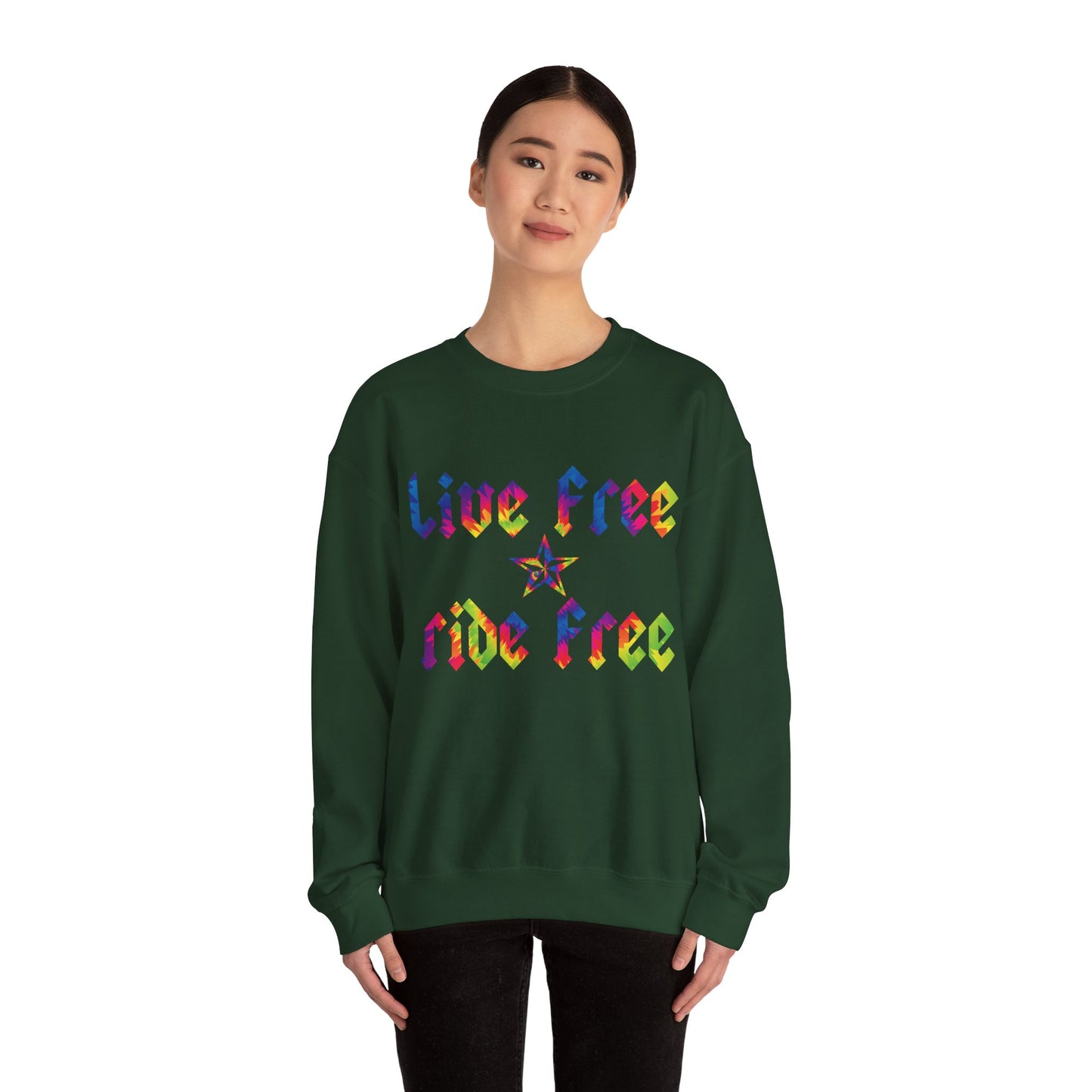 Live Free Ride Free Tie Dye Unisex Heavy Blend™ Crewneck Sweatshirt