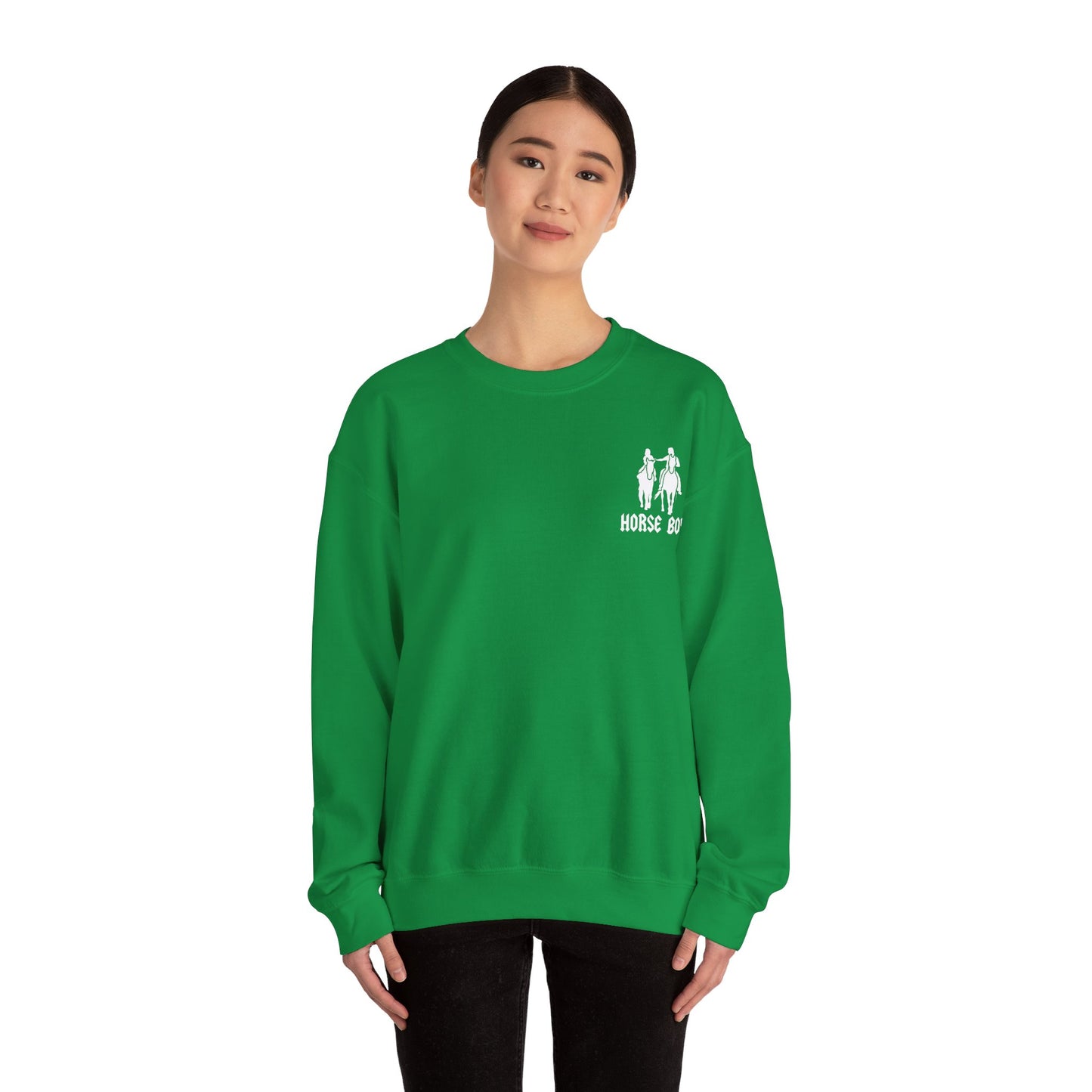 Horse Boy Logo Small White - Unisex Heavy Blend™ Crewneck Sweatshirt