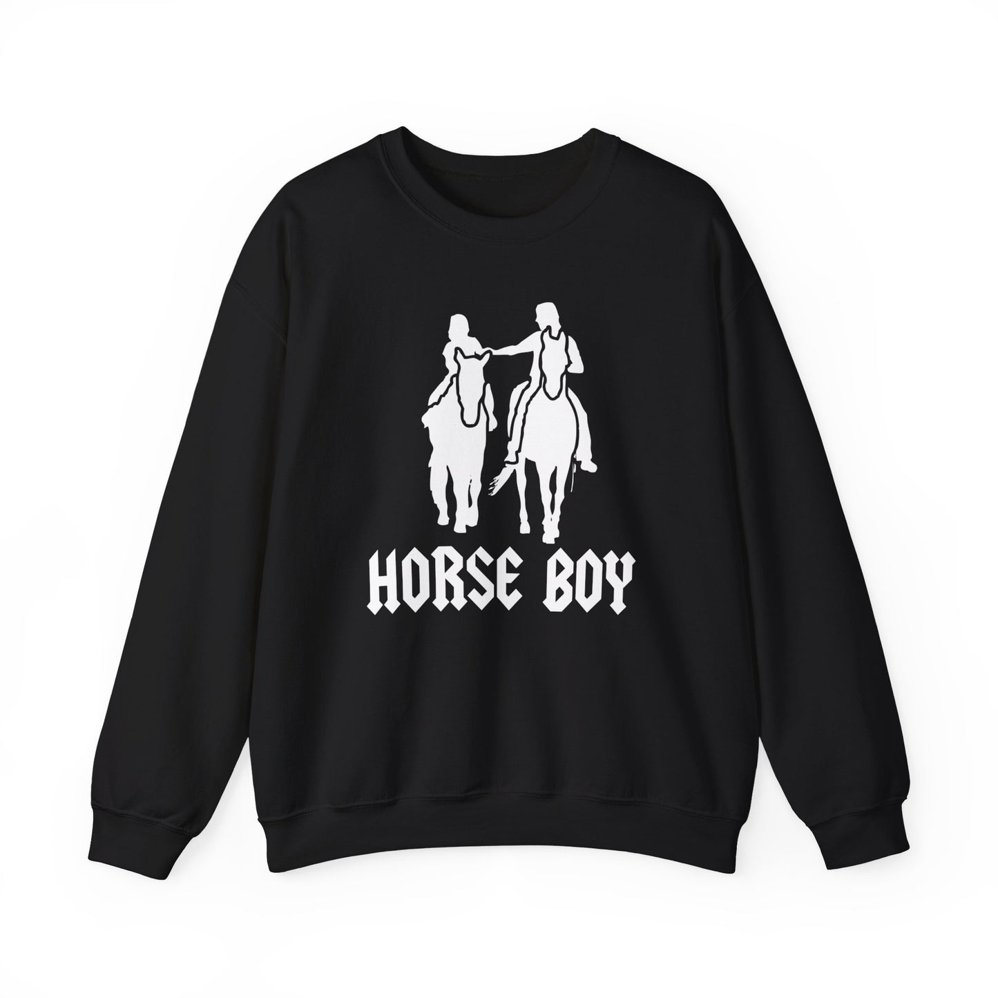 Horse Boy Logo White - Unisex Heavy Blend™ Crewneck Sweatshirt
