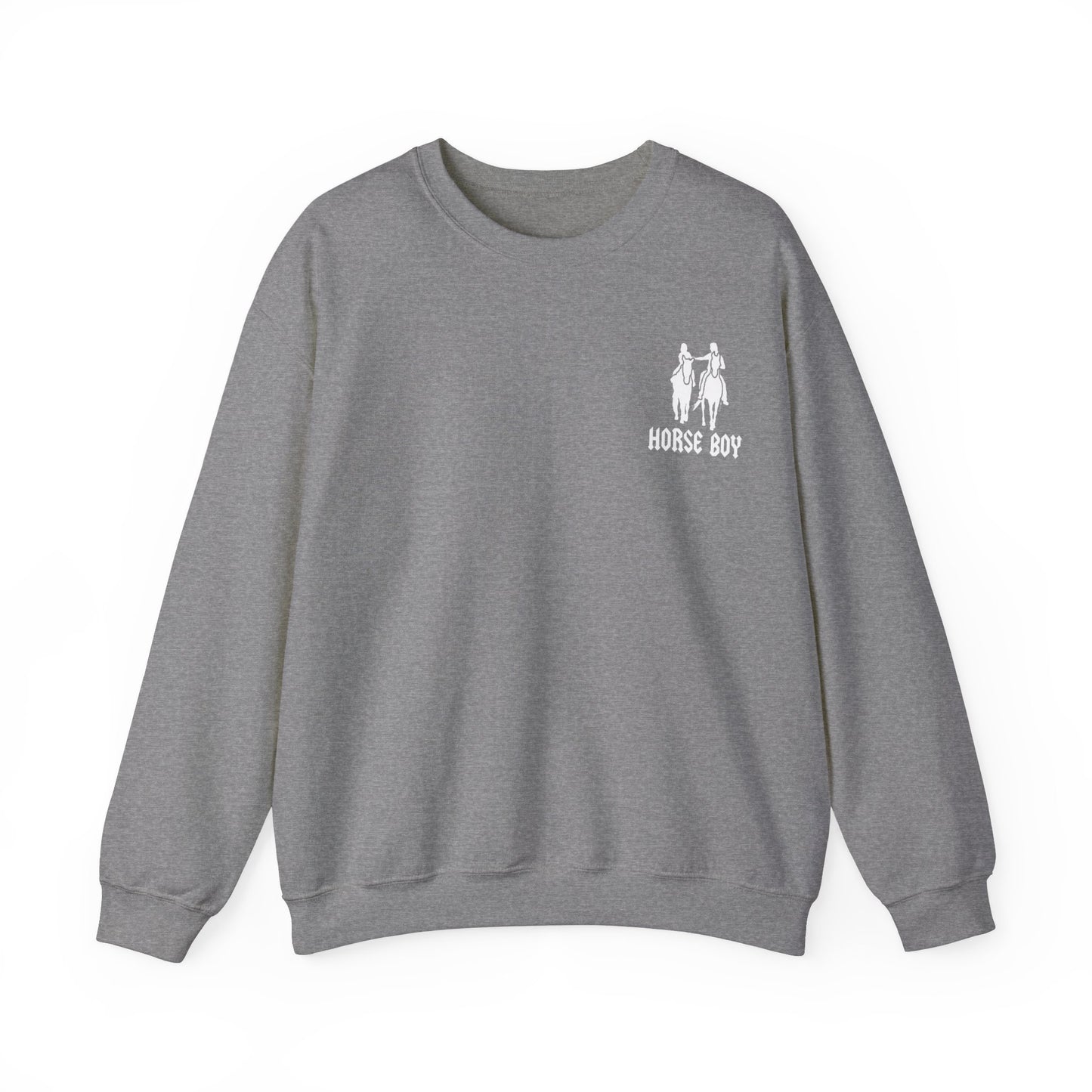 Horse Boy Logo Small White - Unisex Heavy Blend™ Crewneck Sweatshirt