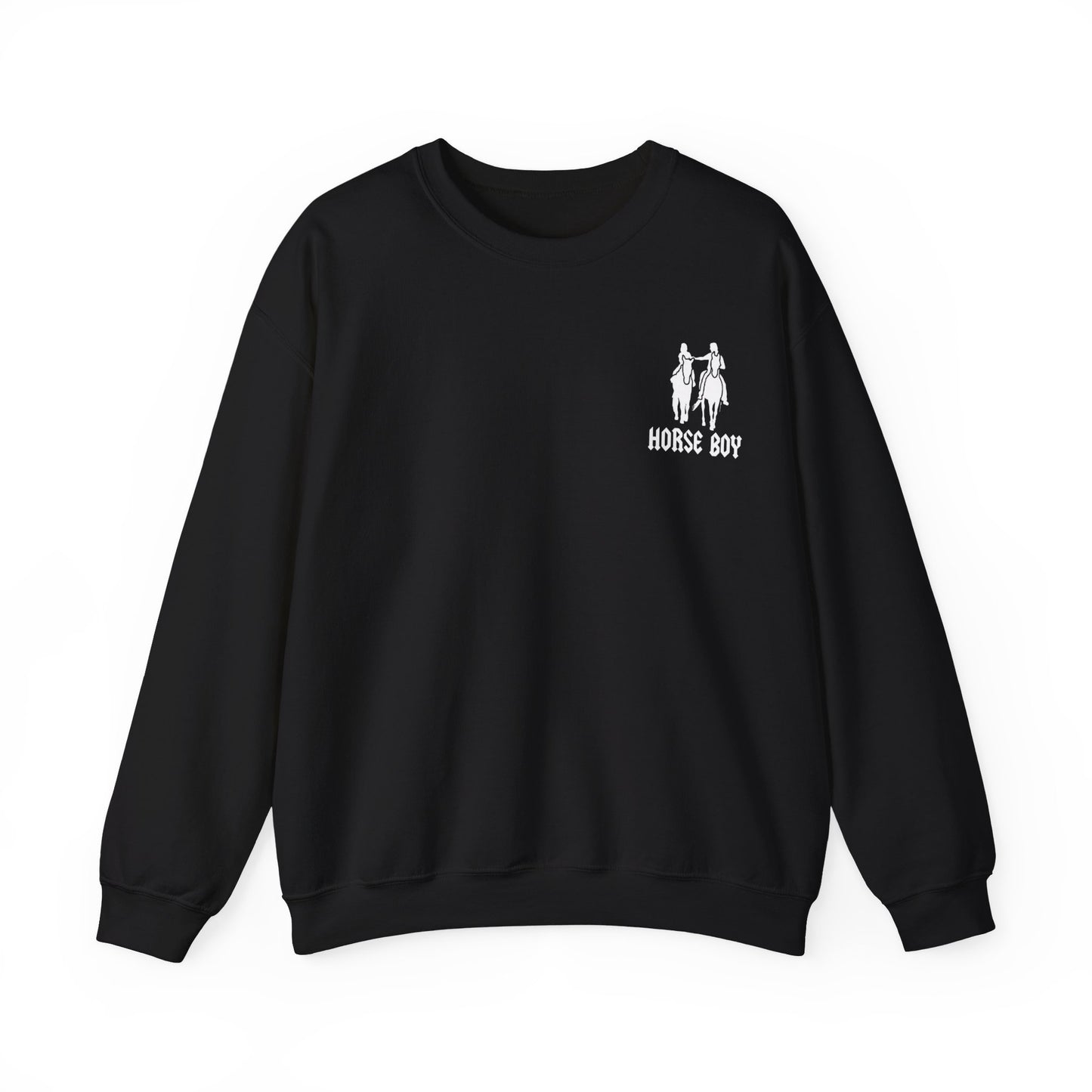 Horse Boy Logo Small White - Unisex Heavy Blend™ Crewneck Sweatshirt