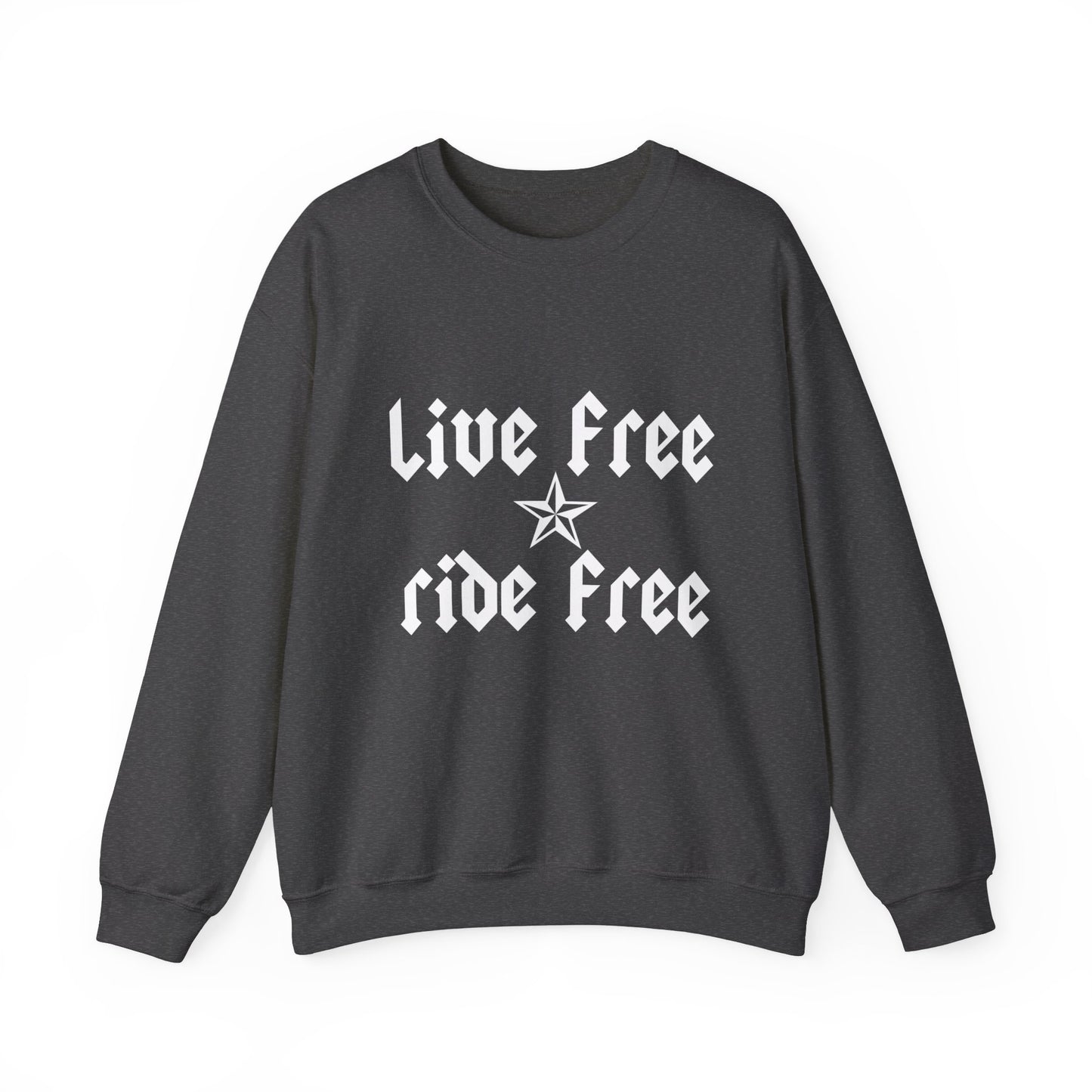 Live Free Ride Free - Light Letters - Unisex Heavy Blend™ Crewneck Sweatshirt