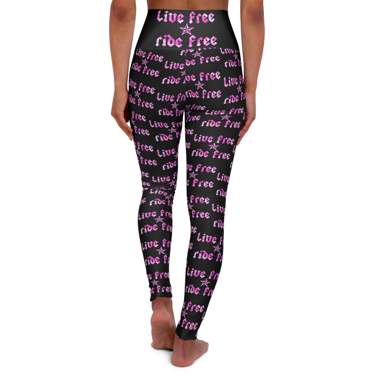 Live Free Ride Free Pink Tie Dye - High Waisted Yoga Leggings (AOP)