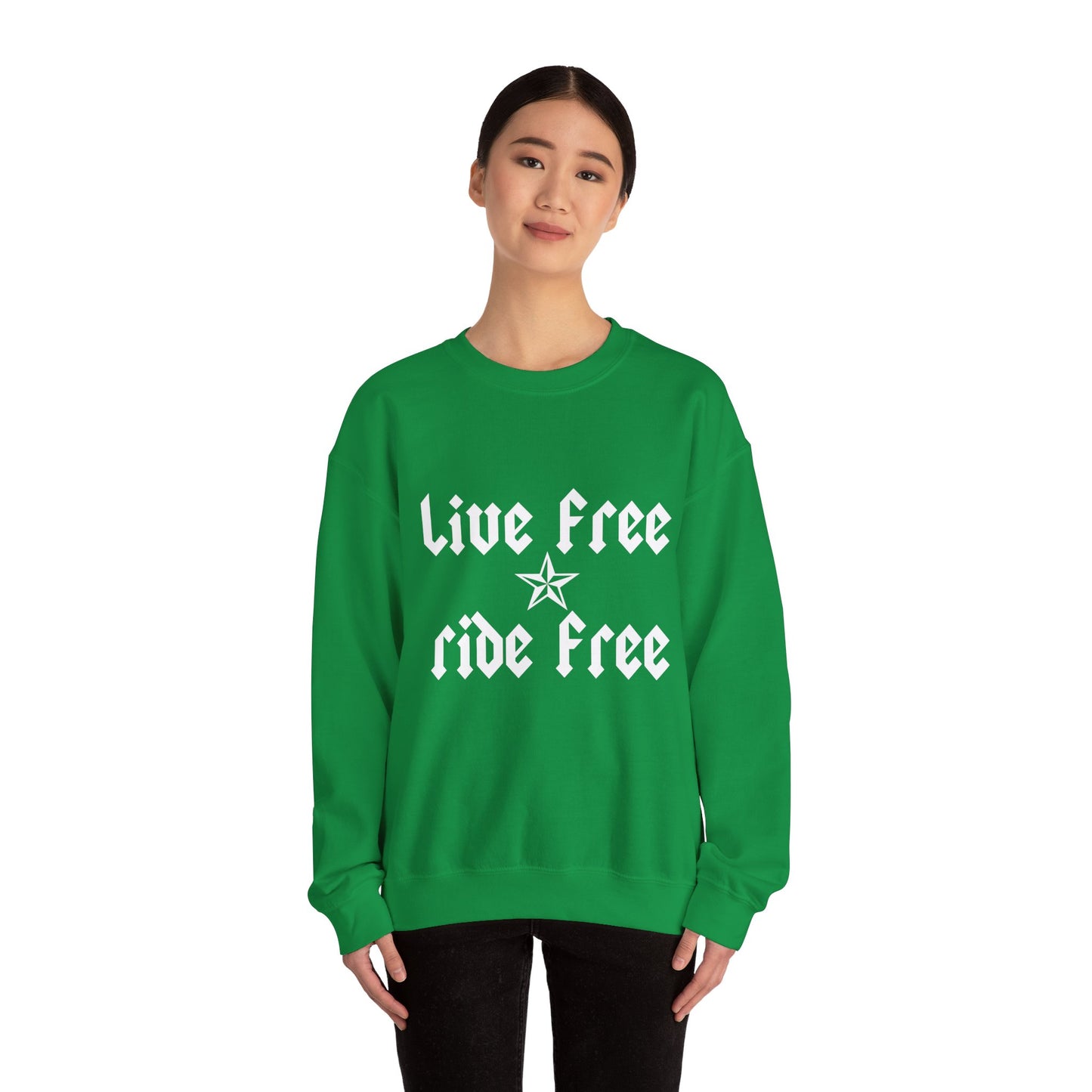 Live Free Ride Free - Light Letters - Unisex Heavy Blend™ Crewneck Sweatshirt