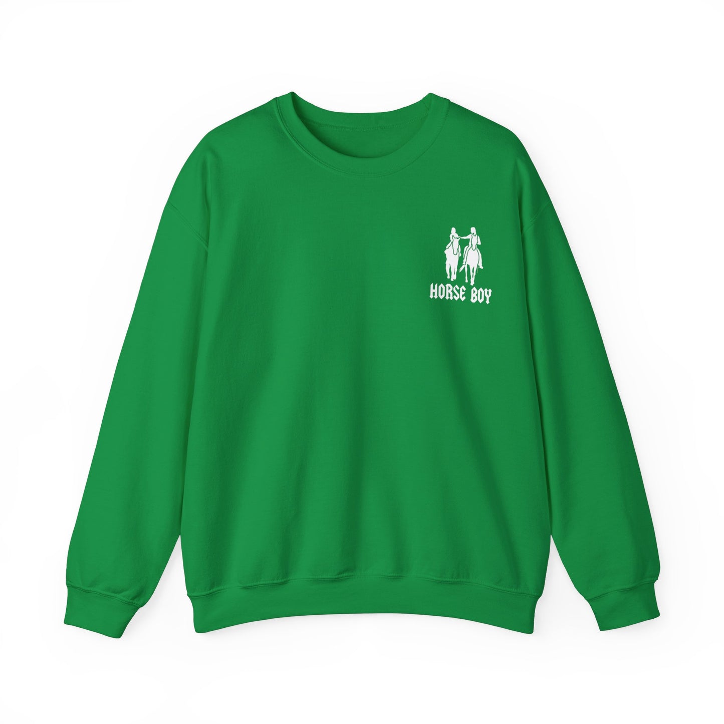 Horse Boy Logo Small White - Unisex Heavy Blend™ Crewneck Sweatshirt