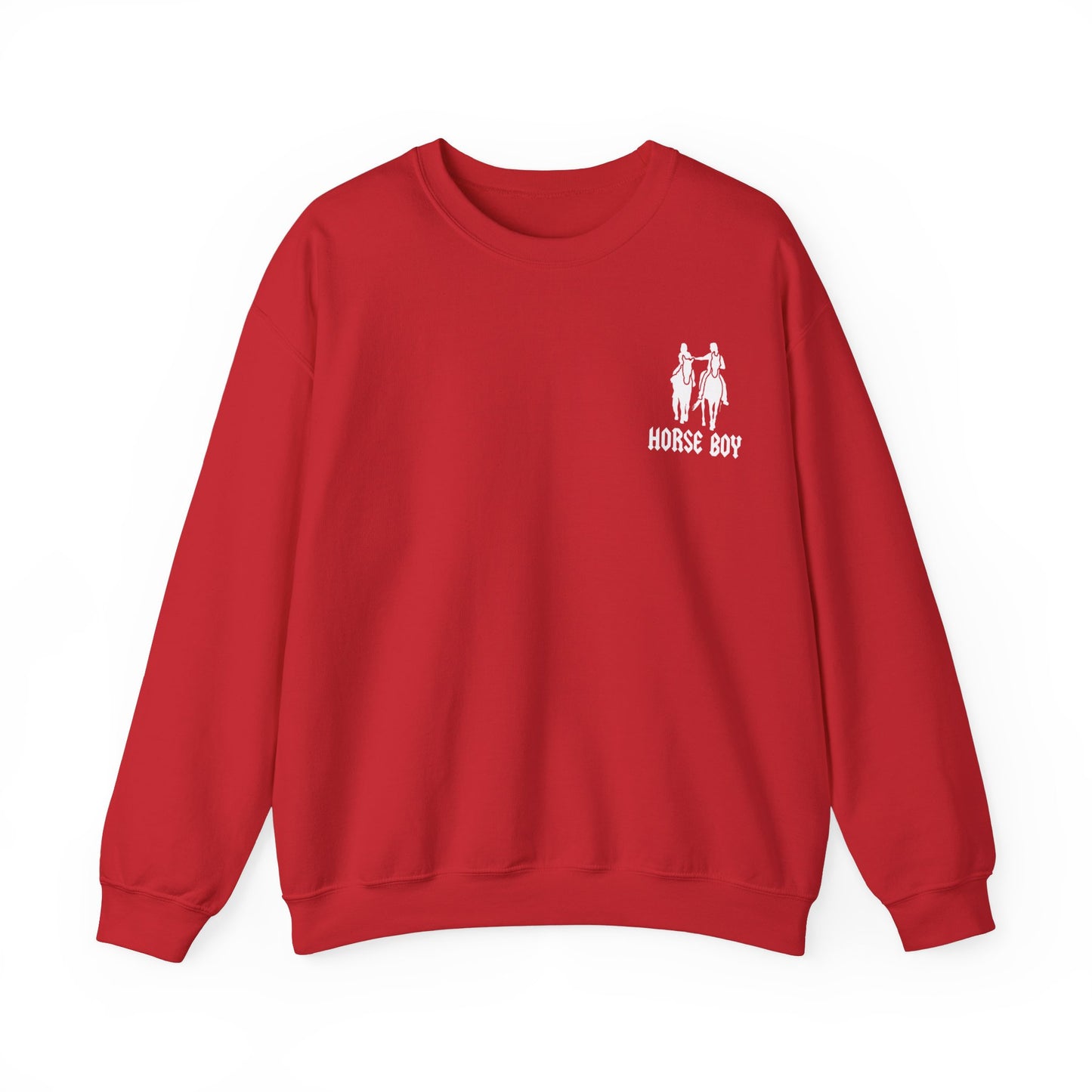 Horse Boy Logo Small White - Unisex Heavy Blend™ Crewneck Sweatshirt
