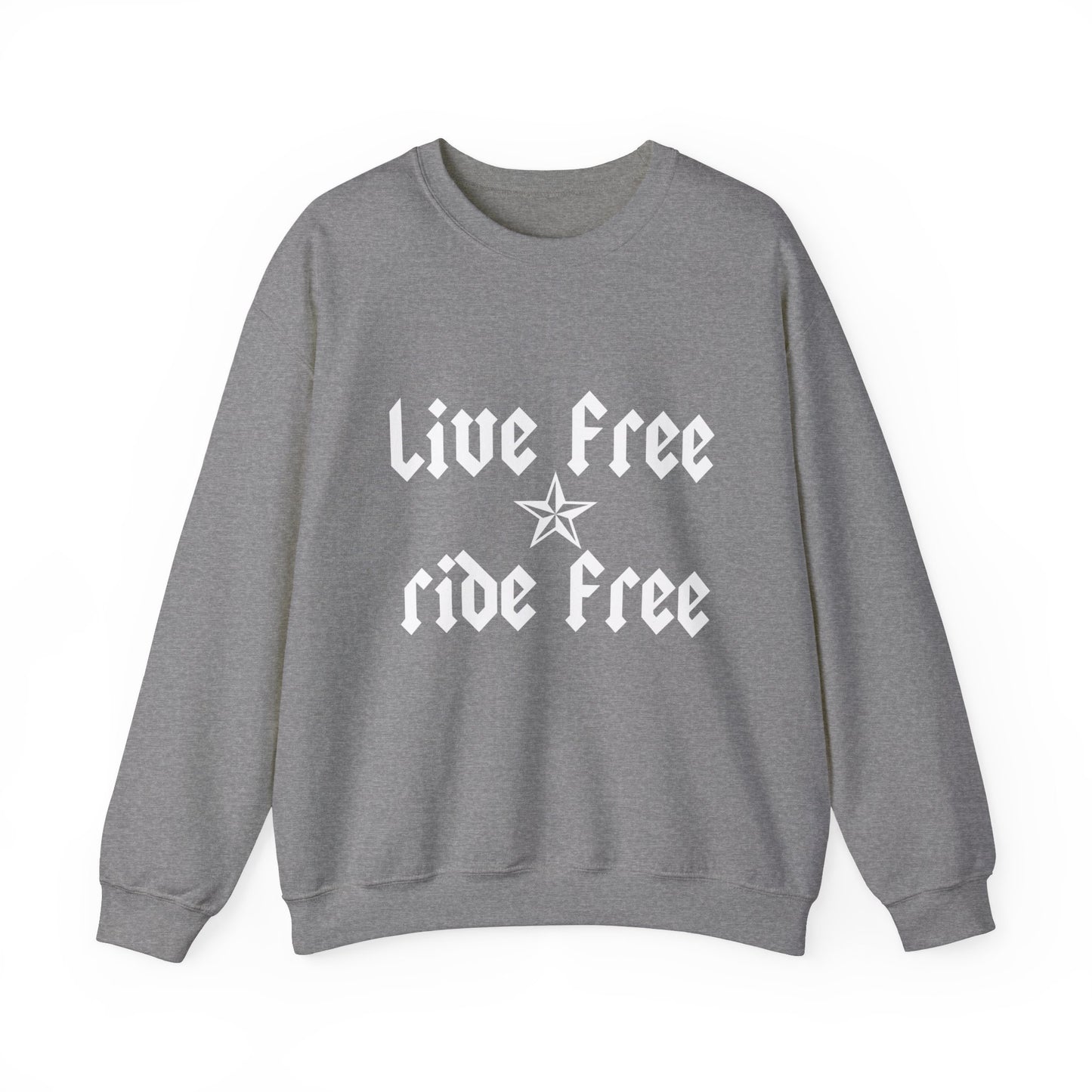 Live Free Ride Free - Light Letters - Unisex Heavy Blend™ Crewneck Sweatshirt