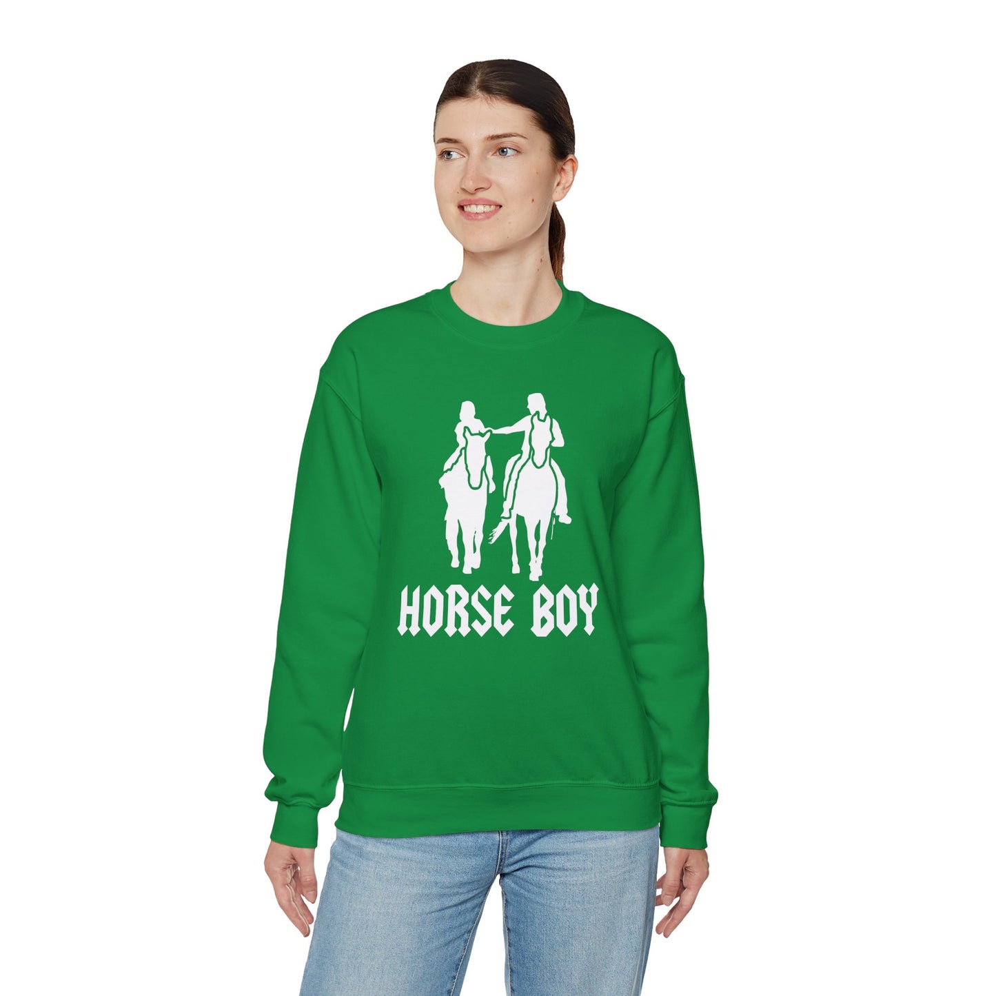 Horse Boy Logo White - Unisex Heavy Blend™ Crewneck Sweatshirt