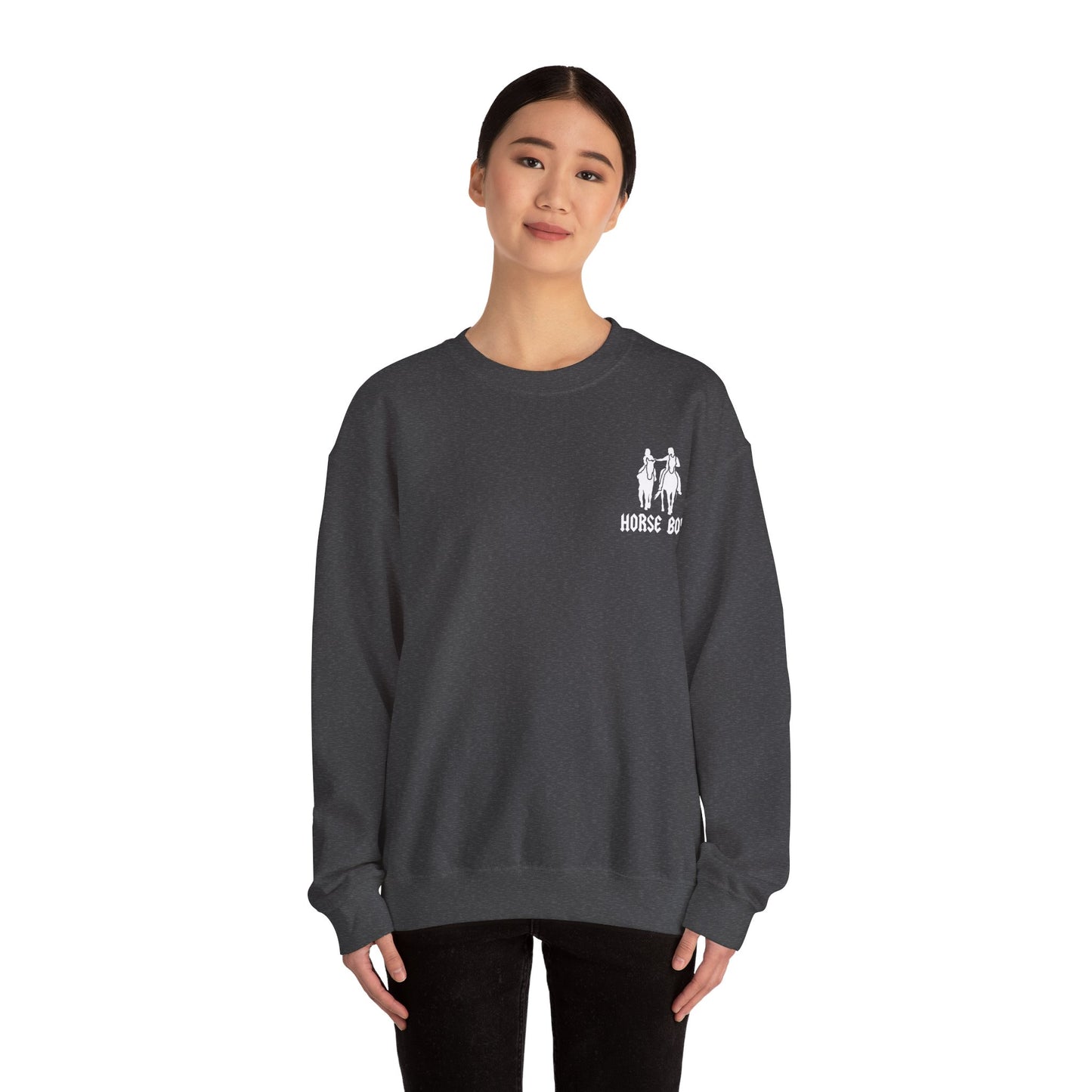 Horse Boy Logo Small White - Unisex Heavy Blend™ Crewneck Sweatshirt