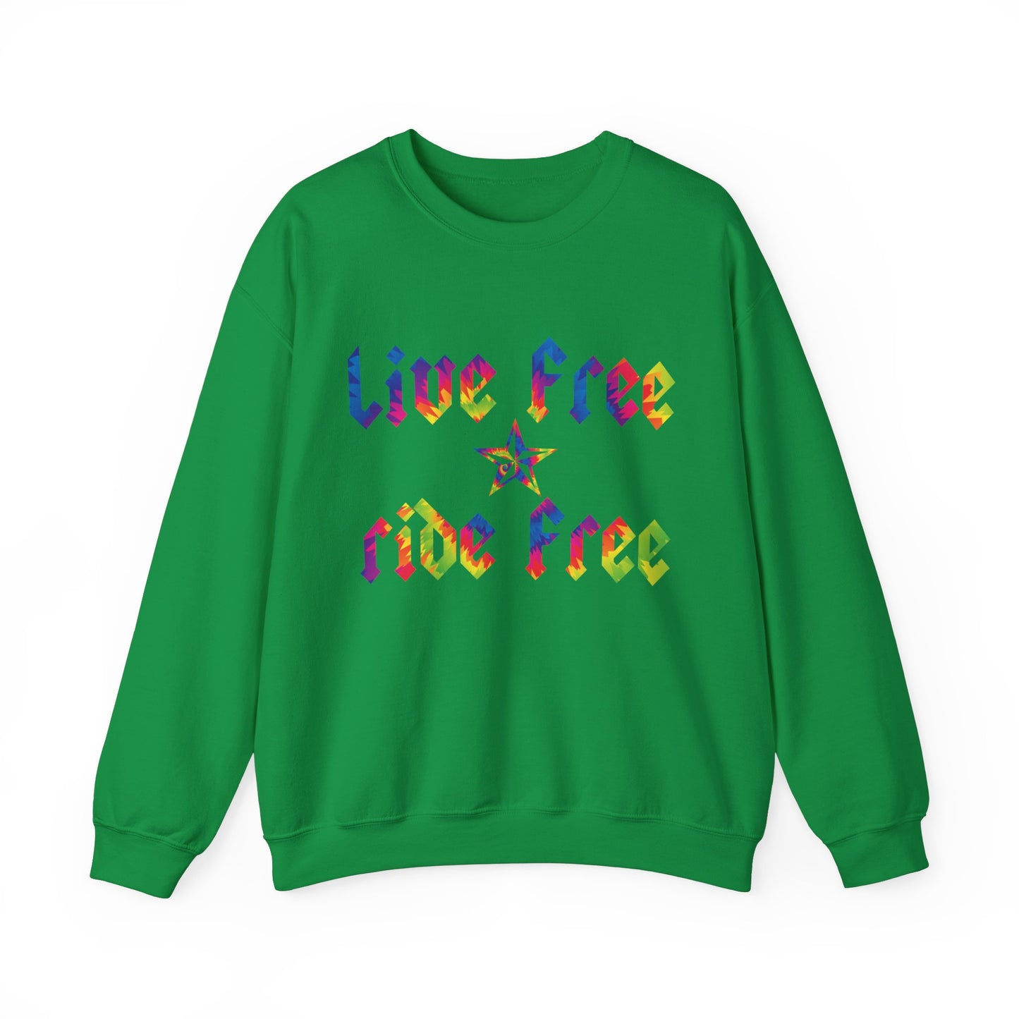 Live Free Ride Free Tie Dye Unisex Heavy Blend™ Crewneck Sweatshirt