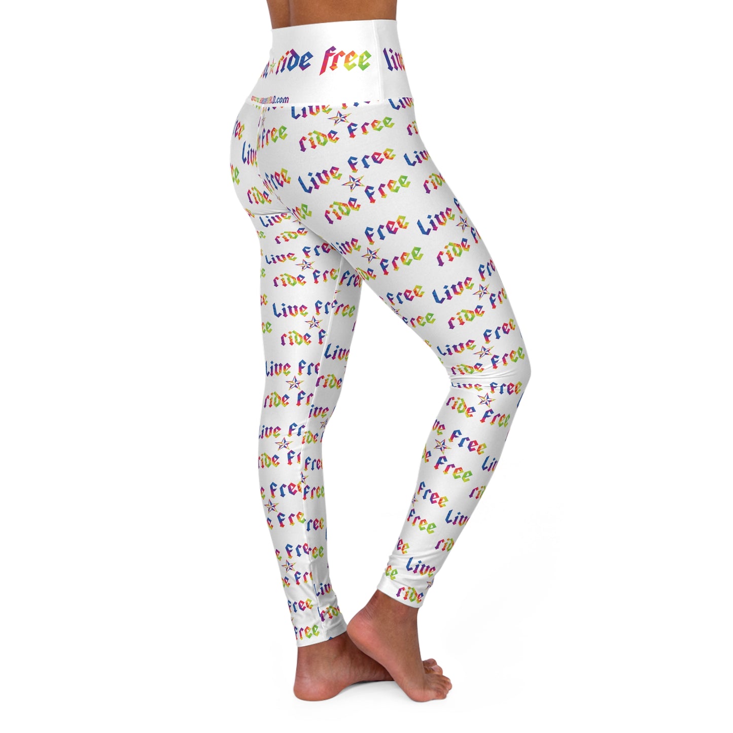 Live Free Ride Free - High Waisted Yoga Leggings (AOP)