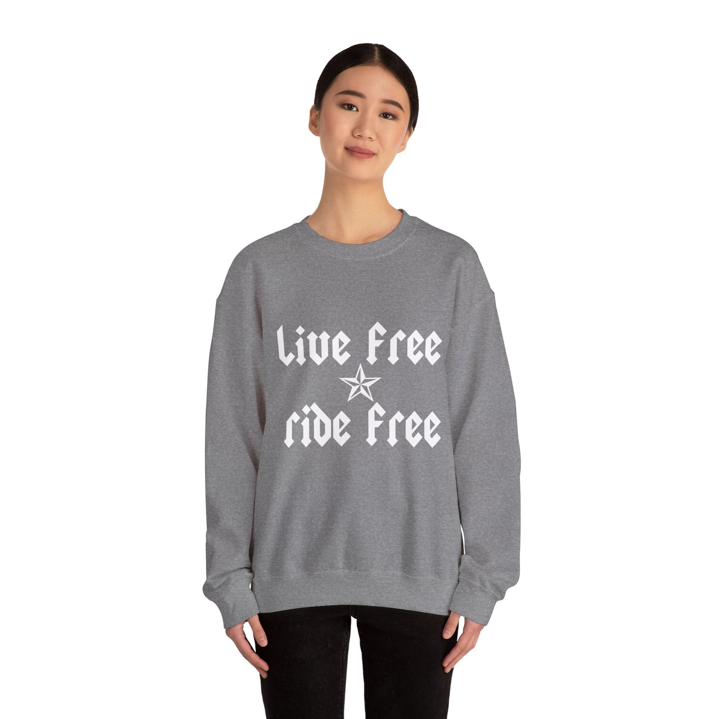 Live Free Ride Free - Light Letters - Unisex Heavy Blend™ Crewneck Sweatshirt