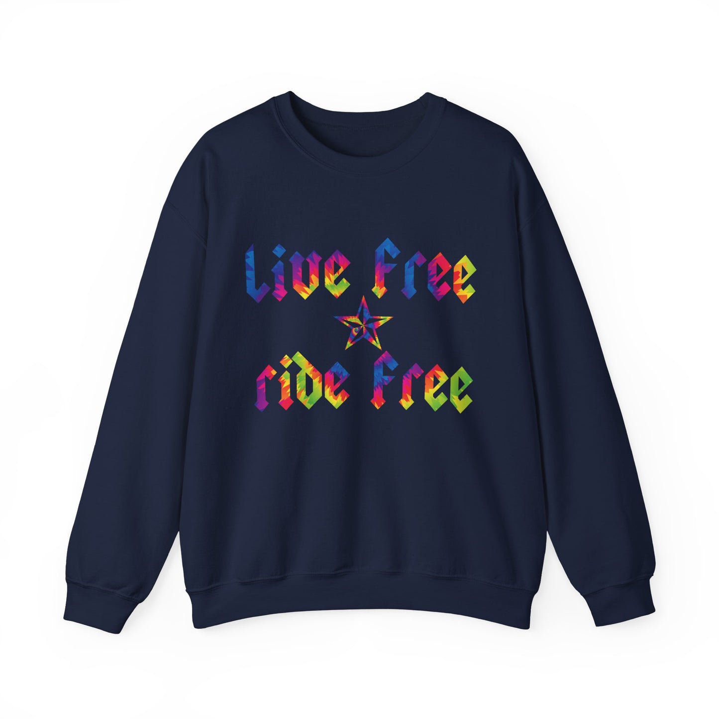Live Free Ride Free Tie Dye Unisex Heavy Blend™ Crewneck Sweatshirt