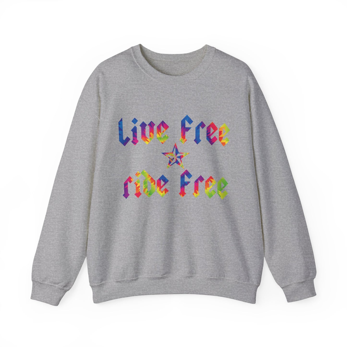 Live Free Ride Free Tie Dye Unisex Heavy Blend™ Crewneck Sweatshirt