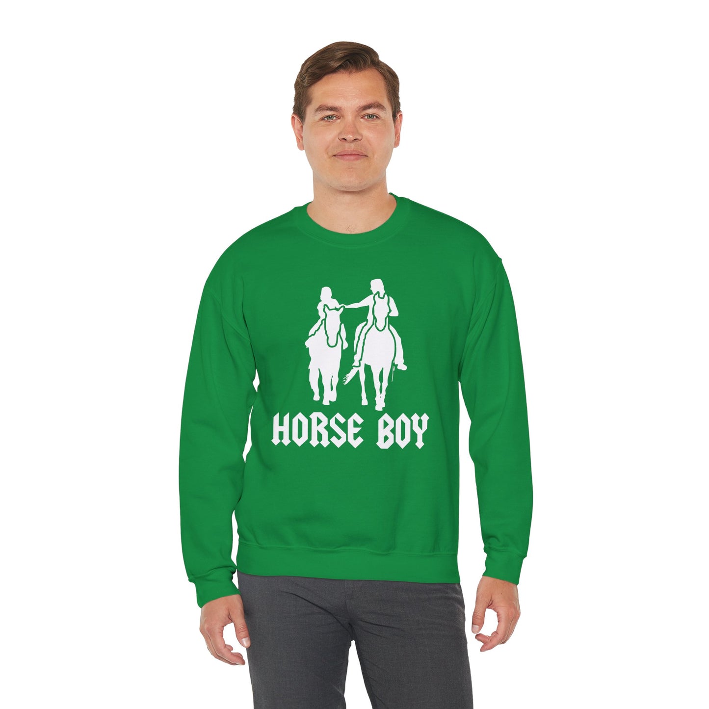 Horse Boy Logo White - Unisex Heavy Blend™ Crewneck Sweatshirt