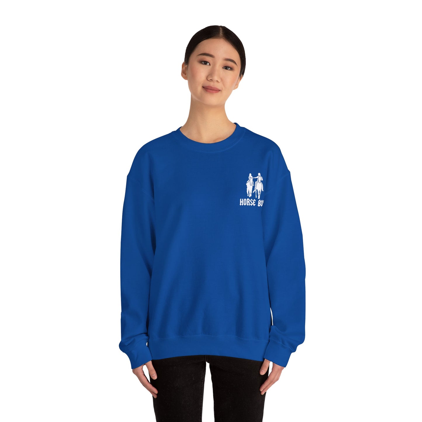 Horse Boy Logo Small White - Unisex Heavy Blend™ Crewneck Sweatshirt