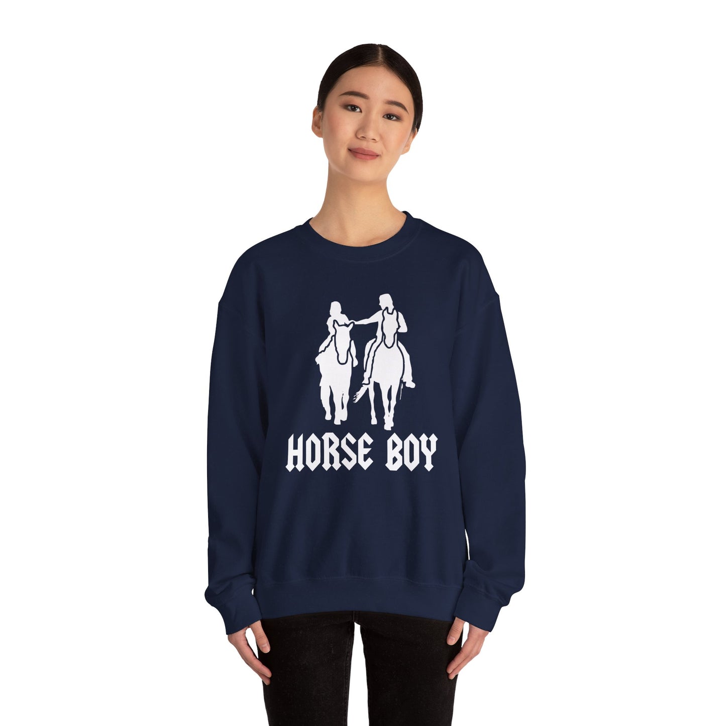 Horse Boy Logo White - Unisex Heavy Blend™ Crewneck Sweatshirt