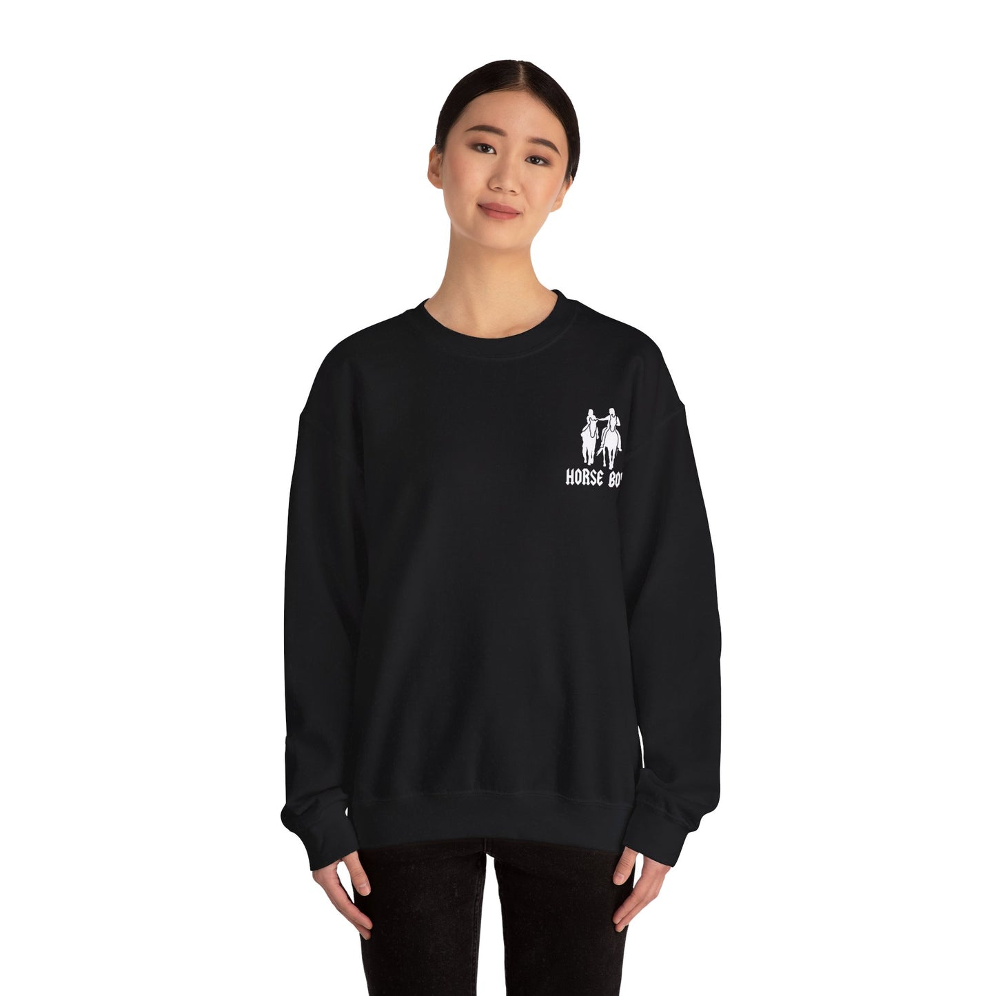 Horse Boy Logo Small White - Unisex Heavy Blend™ Crewneck Sweatshirt
