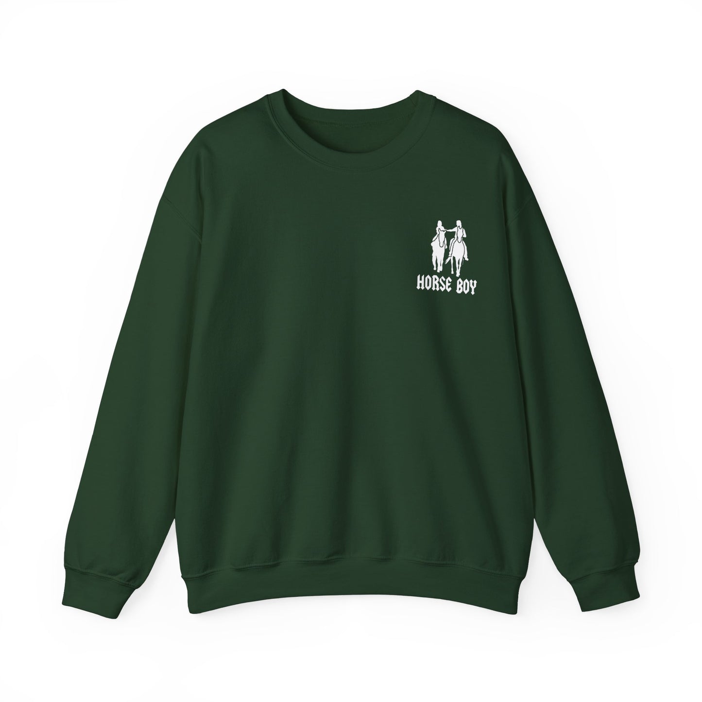 Horse Boy Logo Small White - Unisex Heavy Blend™ Crewneck Sweatshirt