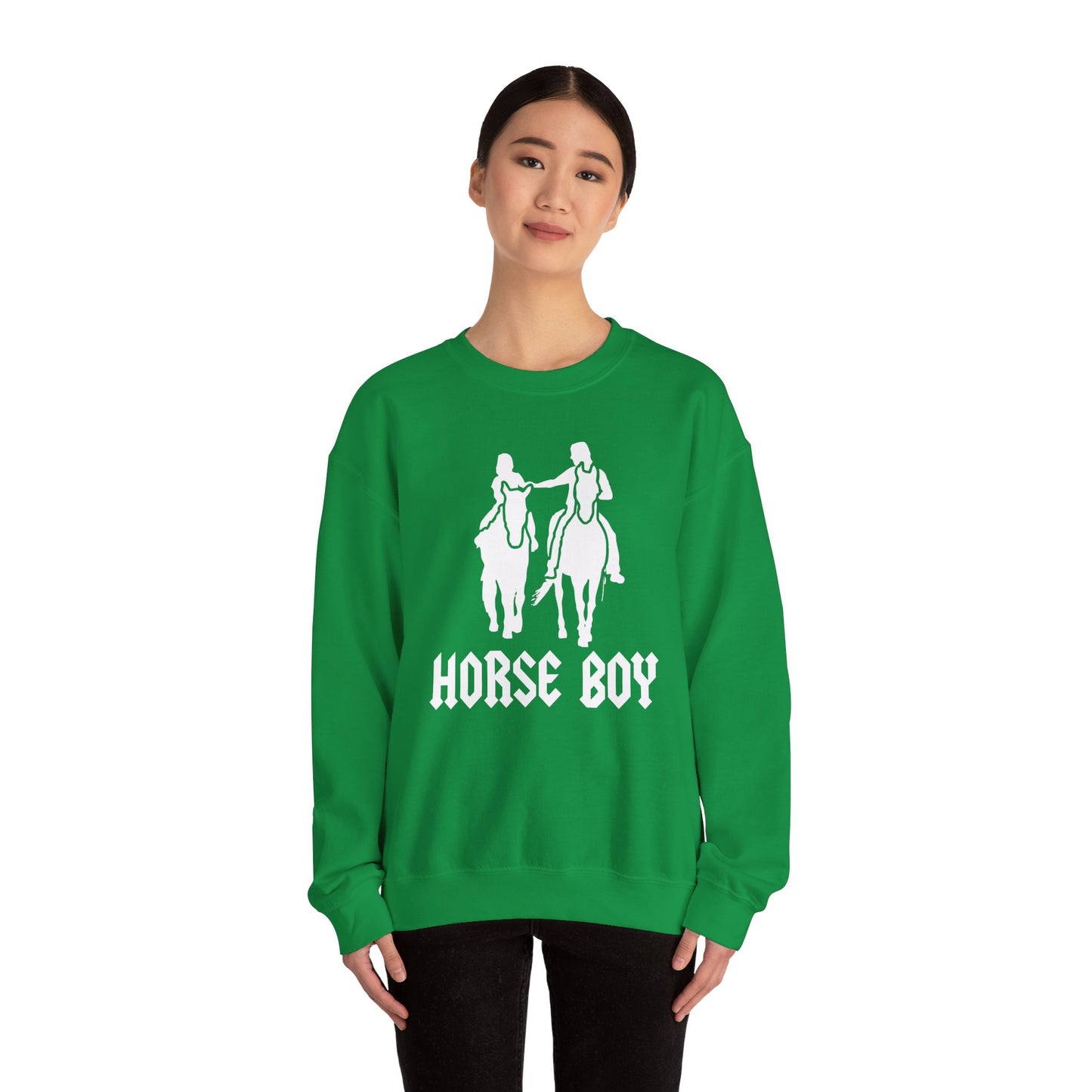 Horse Boy Logo White - Unisex Heavy Blend™ Crewneck Sweatshirt