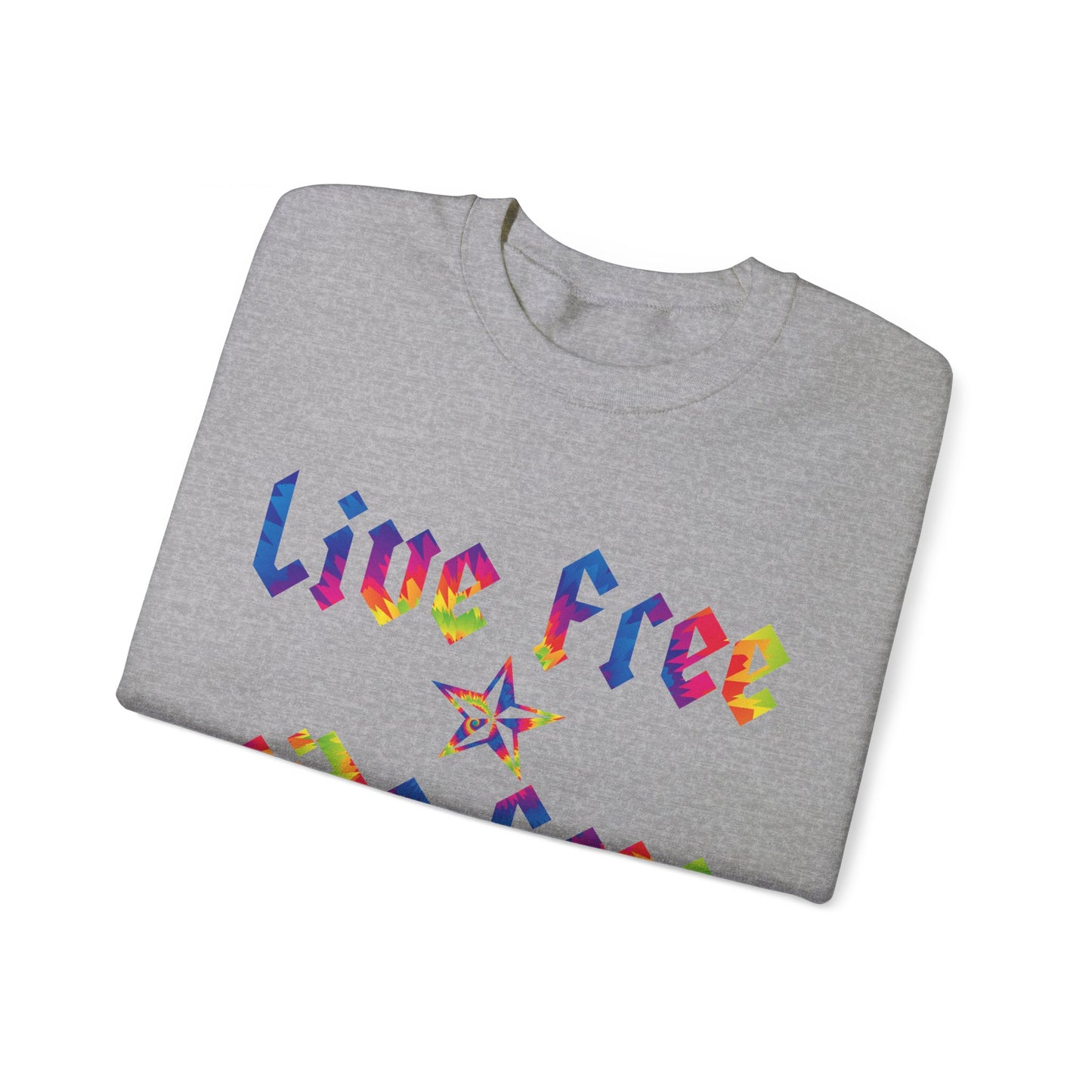Live Free Ride Free Tie Dye Unisex Heavy Blend™ Crewneck Sweatshirt