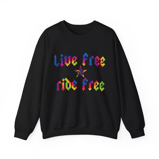 Live Free Ride Free Tie Dye Unisex Heavy Blend™ Crewneck Sweatshirt
