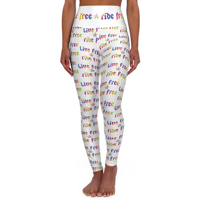 Live Free Ride Free - High Waisted Yoga Leggings (AOP)