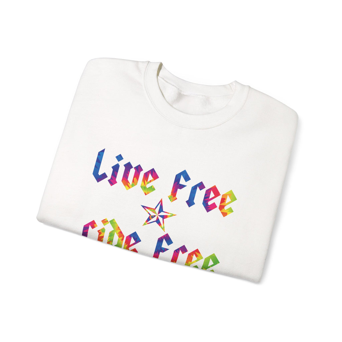 Live Free Ride Free Tie Dye Unisex Heavy Blend™ Crewneck Sweatshirt
