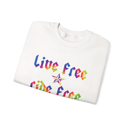 Live Free Ride Free Tie Dye Unisex Heavy Blend™ Crewneck Sweatshirt