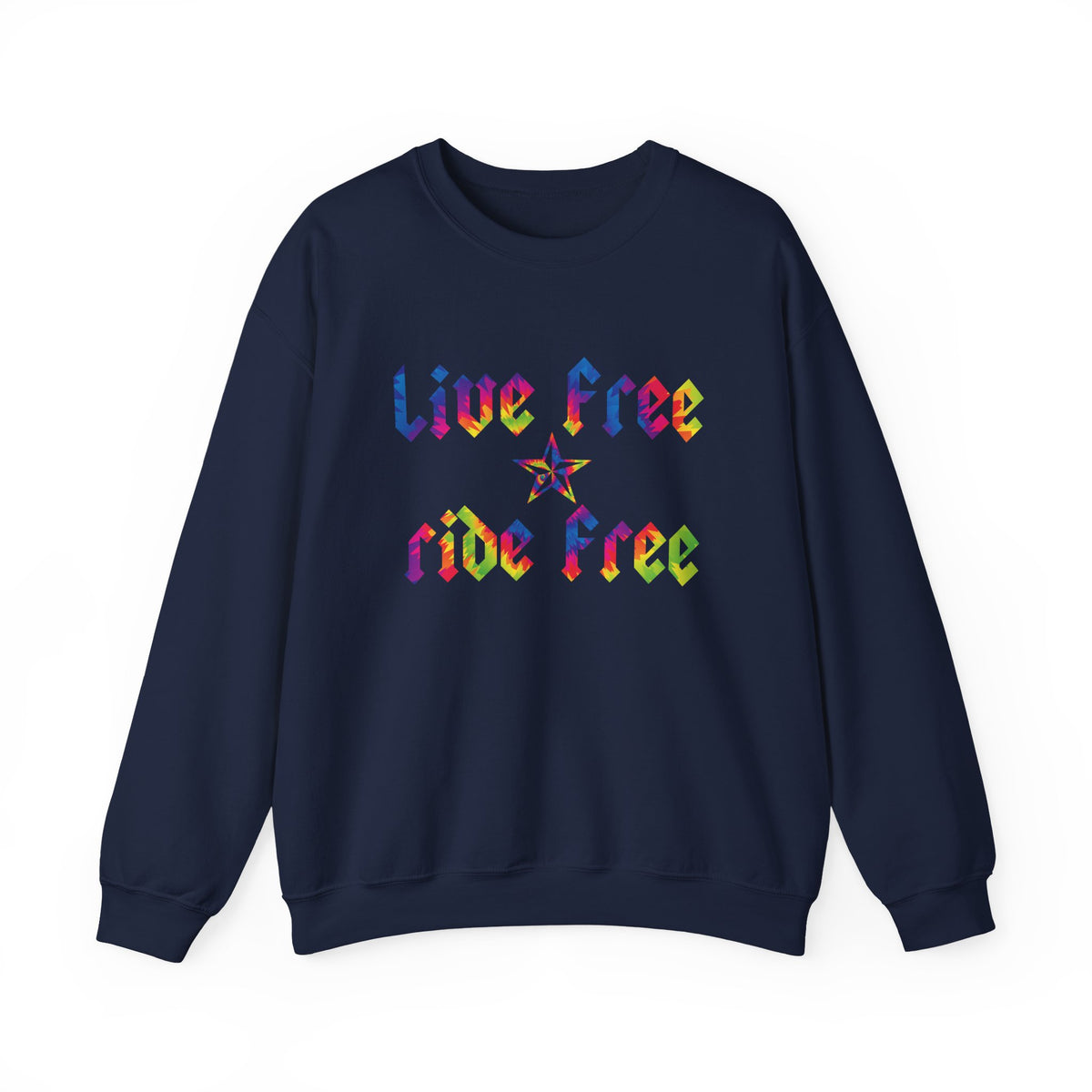 Live Free Ride Free Tie Dye Unisex Heavy Blend™ Crewneck Sweatshirt