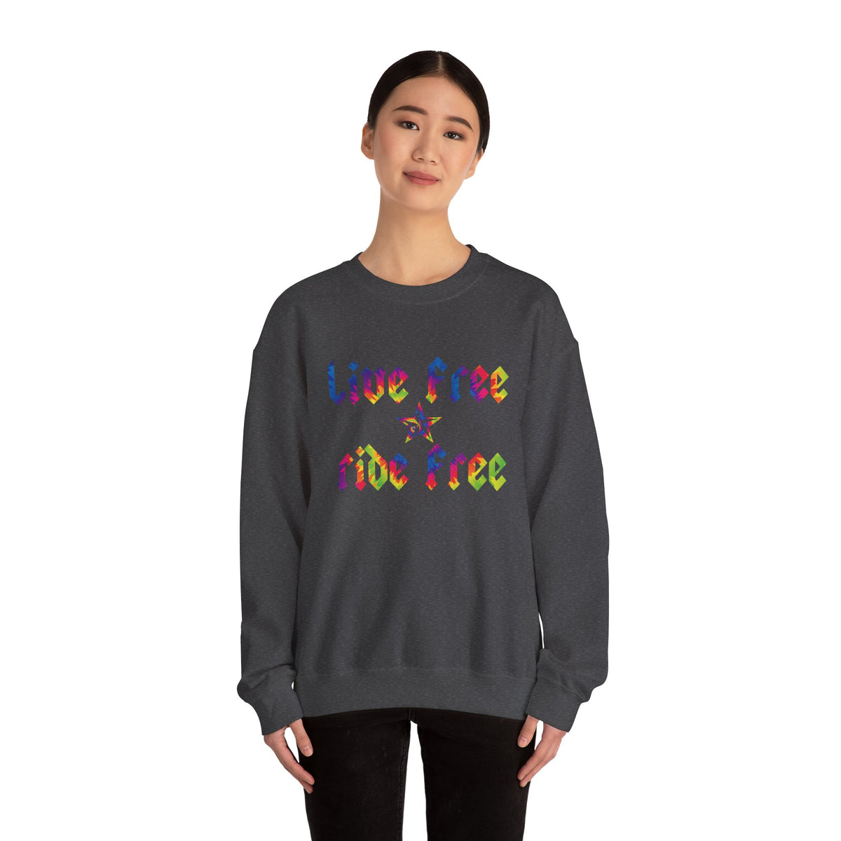 Live Free Ride Free Tie Dye Unisex Heavy Blend™ Crewneck Sweatshirt