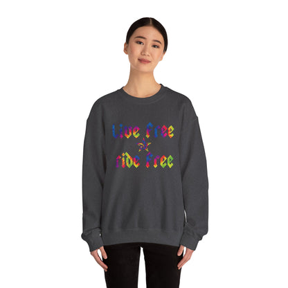 Live Free Ride Free Tie Dye Unisex Heavy Blend™ Crewneck Sweatshirt
